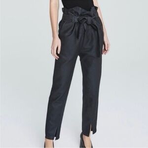 AG Small Pants Adriano Goldschmied Gerren 100% Cotton Paperbag Waist black NWT